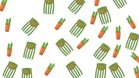 Seamless pattern of various green potted plants and succulents on white Stock Footage 345539485
