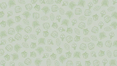 Seamless pattern of various leaf outlines in soft green on light background Stock Footage 327062301