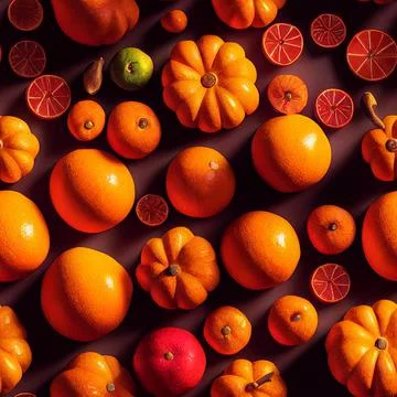 Seamless Pattern of Various Orange Halloween Pumpkins Vegetables Centerpiece Stock-Fotos