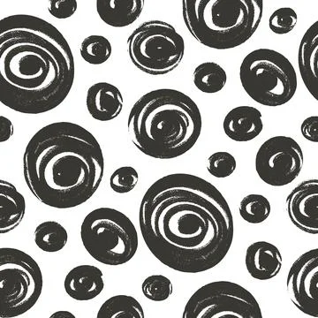 Seamless pattern with various polka dots. Charcoal monochrome endless background イラスト素材