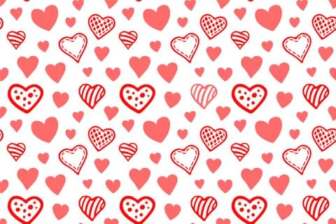 Seamless pattern with various red hearts Stock Illustration
