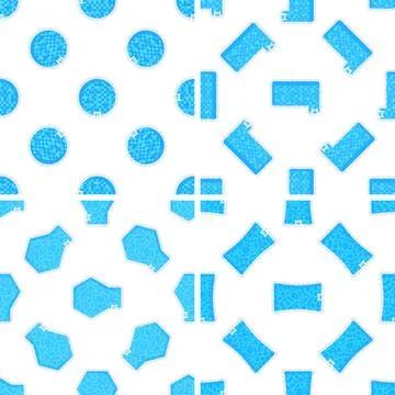 Seamless Pattern of Various Shapes Swimming Pools on White Background Stock-Illustration