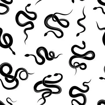 Seamless pattern with various snakes or serpents . Wild life backdrop texture Stock Illustration