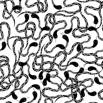 Seamless pattern with various snakes, seamless pattern with snakes illustration Ilustración de archivo