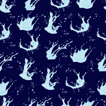 Seamless pattern of various splashes of water interspersed with blue color .. イラスト素材