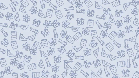 Seamless pattern of various stationery icons on a textured background Stock Footage 321638919
