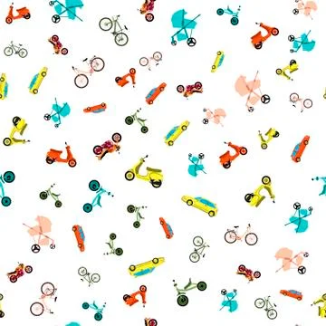 Seamless pattern with Various types of transport Stock Illustration