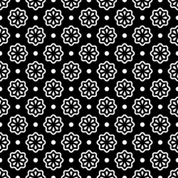 Seamless pattern. Vector abstract simple flower design. White elements on a Illustrazione stock