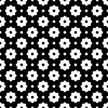 Seamless pattern. Vector abstract simple design. White flower elements and dots Stock Illustration