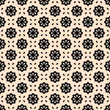 Seamless pattern. Vector abstract simple design. Black flower elements on a Stock Illustration