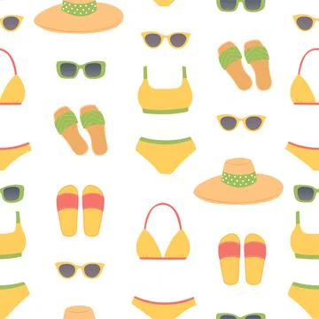Seamless pattern vector and swimsuits flat design Stock Illustration