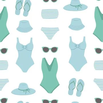Seamless pattern vector and swimsuits flat design Stock Illustration