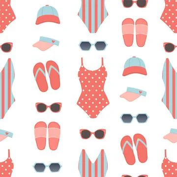Seamless pattern vector and swimsuits flat design Stock Illustration