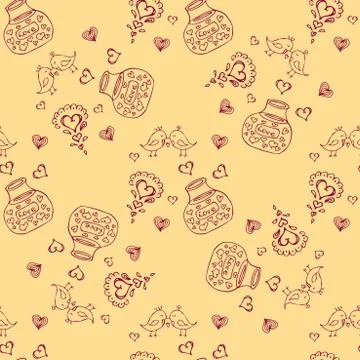 Seamless  pattern vector background with different cute objects イラスト素材