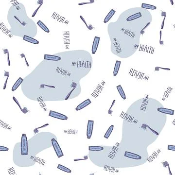 Seamless pattern vector. background with set of toothbrushes toothpastes . My Stock Illustration