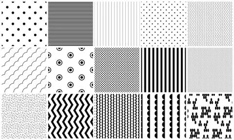 Seamless pattern vector black and white geometric textures. Stock Illustration