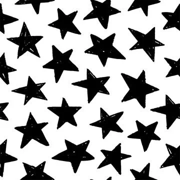 Seamless pattern with vector black star silhouette Stock Illustration