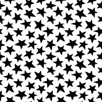 Seamless pattern with vector black star silhouette Stock Illustration