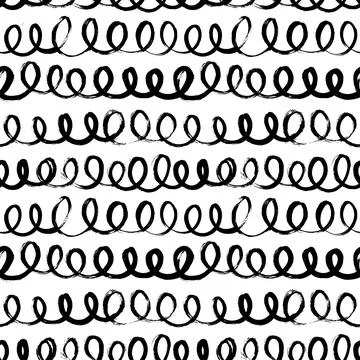 Seamless pattern with vector black swirled lines. Stock Illustration