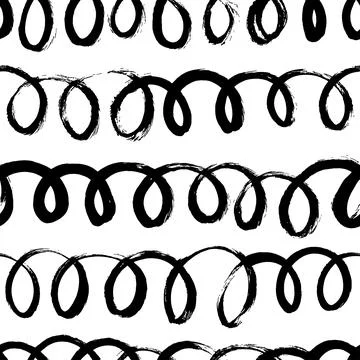 Seamless pattern with vector black swirled lines. Stock Illustration