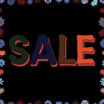 Seamless pattern. Vector of calligraphy summer sale, favourite brands. Gray, bla Stock Illustration