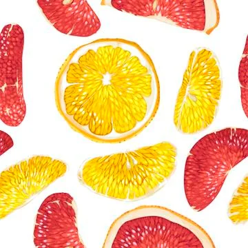 Seamless pattern in vector with citrus fruit slices Stock Illustration