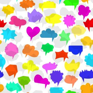 Seamless pattern with vector comic color speech bubbles on white background 库存插图