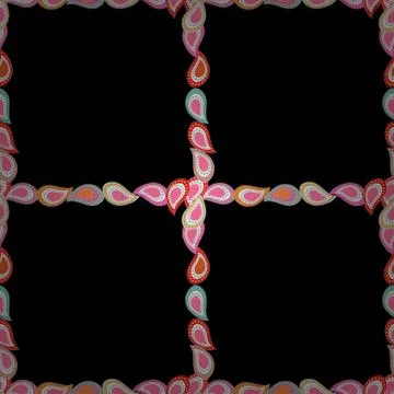 Seamless pattern. Vector. Comic style doodle frame consists of black, pink and n Stockillustratie