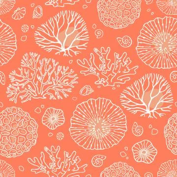 Seamless pattern vector with corals Stock Illustration