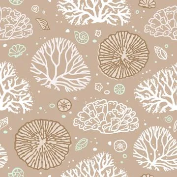 Seamless pattern vector with corals Stock Illustration