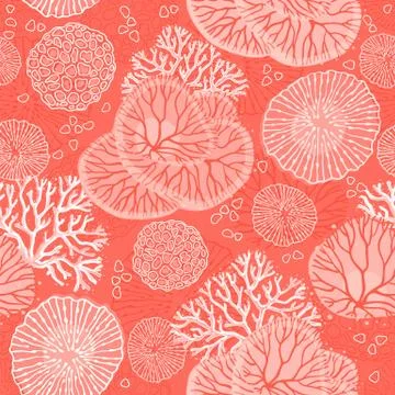 Seamless pattern vector with corals Stock Illustration