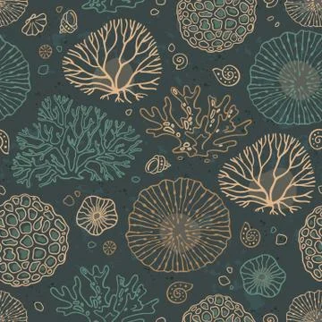Seamless pattern vector with corals Stock Illustration