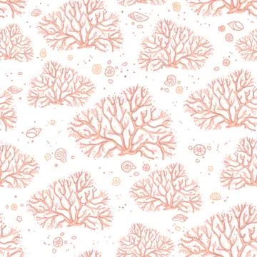 Seamless pattern vector with corals Stock Illustration