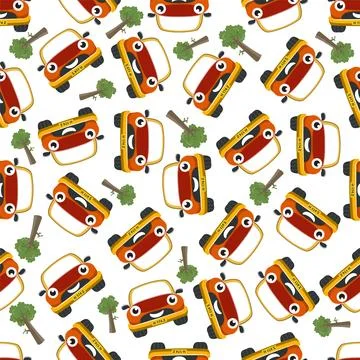 Seamless pattern vector of cute little off road car. Stock Illustration