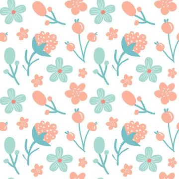 Seamless pattern vector design with hand drawn flowers. Stock-Illustration