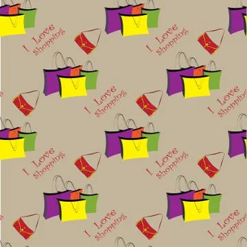 Seamless pattern Vector different shopping bag on sale Stock Illustration
