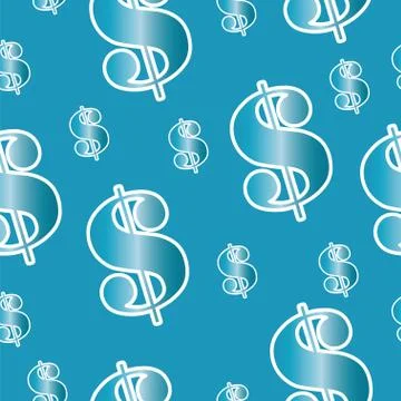 Seamless pattern vector with dollars in blue colors Stock Illustration