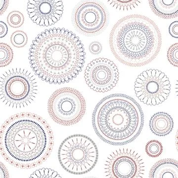 Seamless pattern with vector doodle circles colorful texture, abstraction ill Stock Illustration
