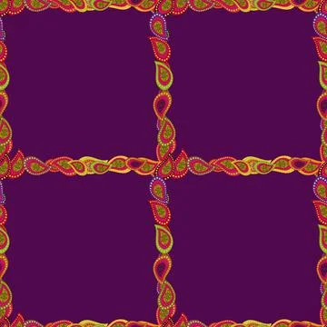 Seamless pattern. Vector element template. Frame doodle. Illustration in purple, Stock Illustration