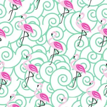 Seamless pattern vector with flamingo Stock Illustration