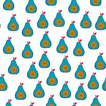 Seamless pattern, vector in a flat style, with decorative pears. Stock Illustration