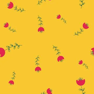 Seamless pattern vector floral pattern with colorful blooming doodle flowers  Stock Illustration