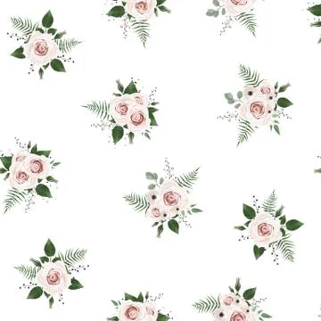 Seamless pattern Vector floral watercolor design. Rustic romantic background Stock Illustration