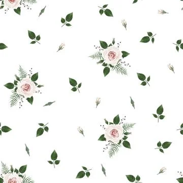 Seamless pattern Vector floral watercolor design. Rustic romantic background Stock Illustration