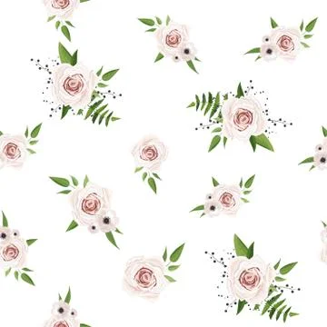 Seamless pattern Vector floral watercolor design. Rustic romantic background Stock Illustration