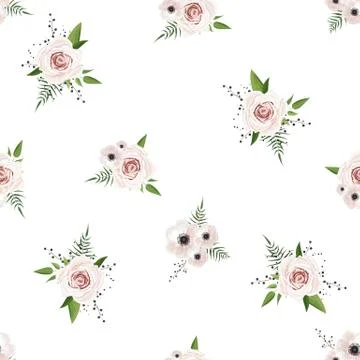 Seamless pattern Vector floral watercolor design. Rustic romantic background Stock Illustration
