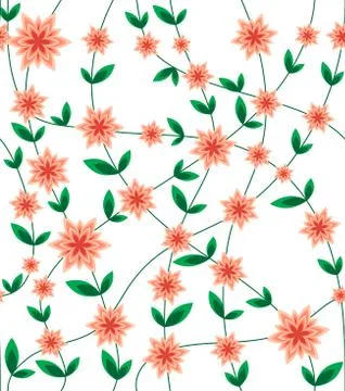 Seamless pattern vector flower peach Stock Illustration