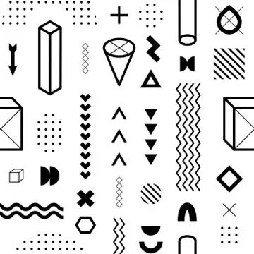 Seamless pattern with vector geometric shapes. Trendy graphic elements. Stock Illustration