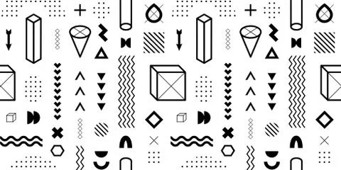 Seamless pattern with vector geometric shapes. Trendy graphic elements. Stock Illustration