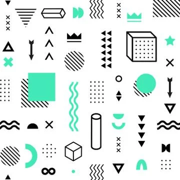 Seamless pattern with vector geometric shapes. Trendy graphic elements. Stock Illustration